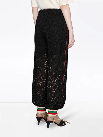 Shop Gucci Floral Lace Loose-fit Track Pants In Black