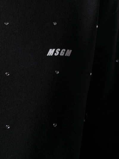 Shop Msgm Embellished Crew Neck Sweatshirt In Black