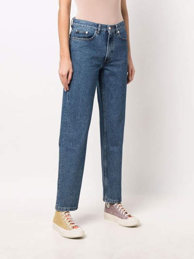 Shop Apc Mid-rise Straight-leg Jeans In Blau