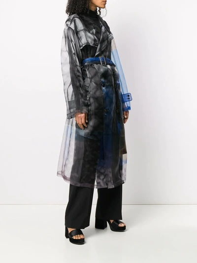 Shop Maison Margiela Tie-dye Print Trench Coat In Black