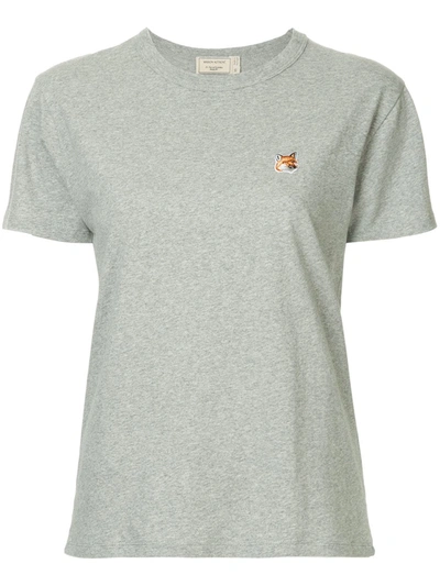 Shop Maison Kitsuné Fox Patch T-shirt In Grey