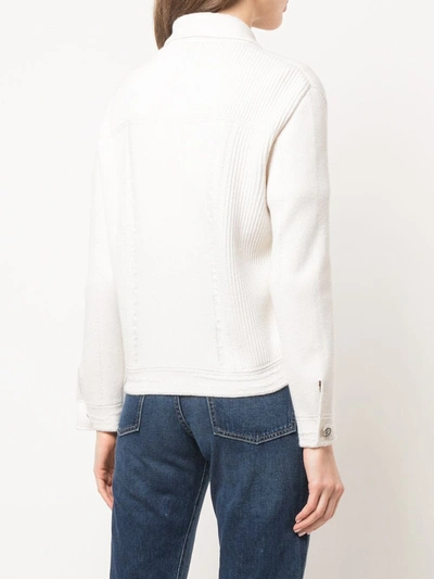 Barrie Ribbed Buttoned Jacket In White