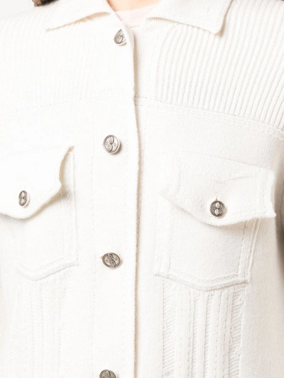 Barrie Ribbed Buttoned Jacket In White