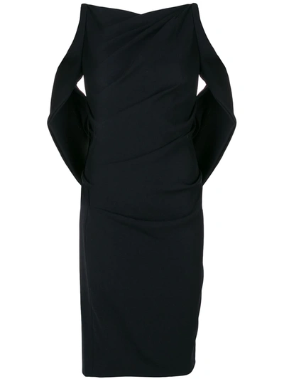 Shop Talbot Runhof Sash Detail Fitted Dress In Black