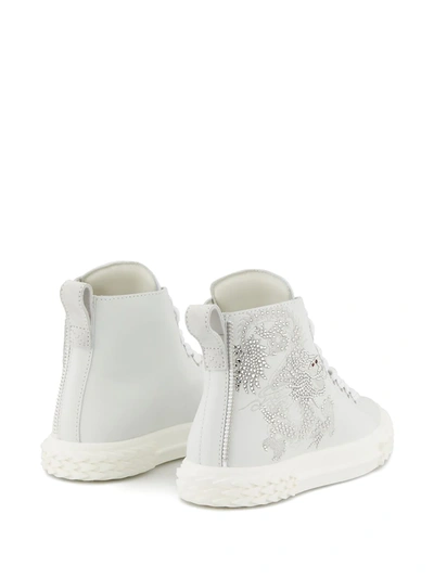Giuseppe Zanotti Crystal-embellished High-top Sneakers In White