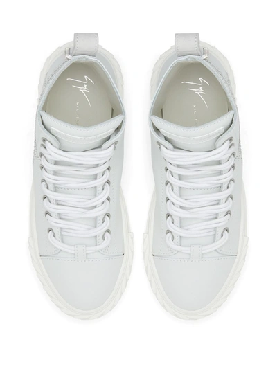 Shop Giuseppe Zanotti Crystal-embellished High-top Sneakers In White