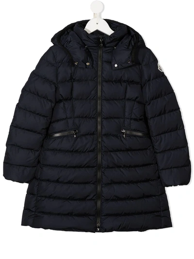 Shop Moncler Hooded Padded Coat In Blue