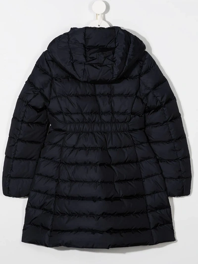 Shop Moncler Hooded Padded Coat In Blue