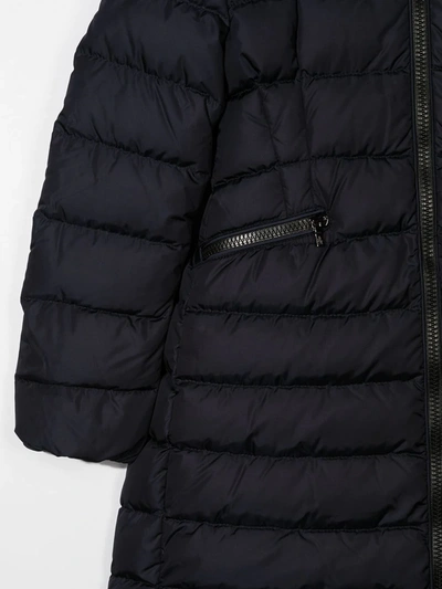 Shop Moncler Hooded Padded Coat In Blue