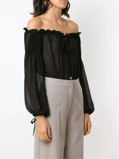 Shop Amir Slama Off-shoulder Ruched Body In Black