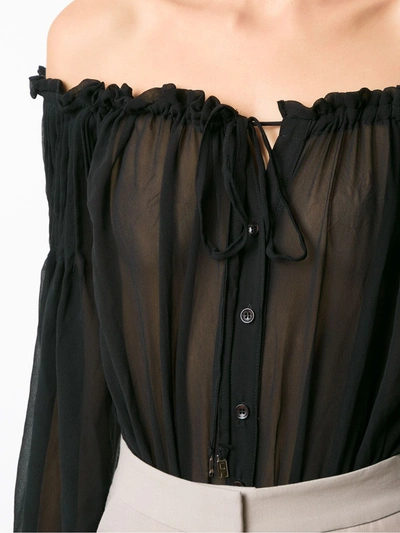 Shop Amir Slama Off-shoulder Ruched Body In Black