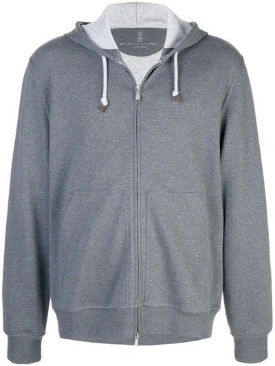 Shop Brunello Cucinelli Zipped Hoodie In Grey