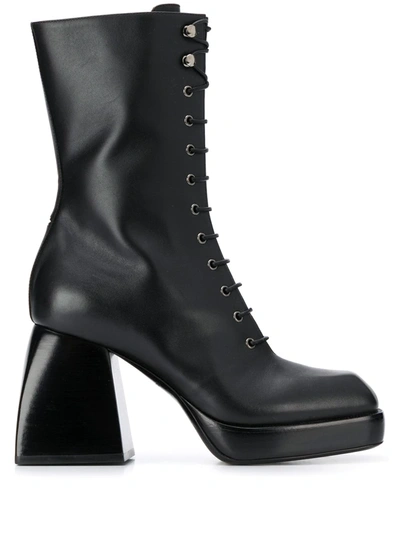 Shop Nodaleto Lace-up High Heel Boots In Black