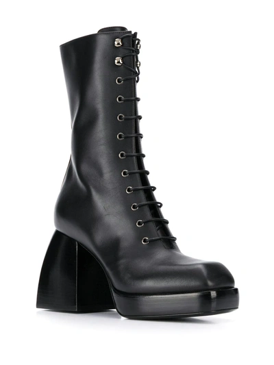 Shop Nodaleto Lace-up High Heel Boots In Black