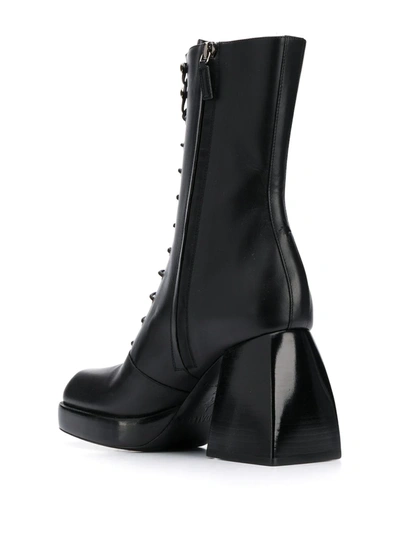 Shop Nodaleto Lace-up High Heel Boots In Black