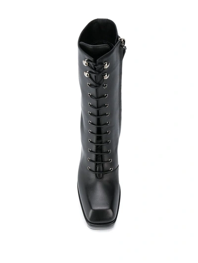 Shop Nodaleto Lace-up High Heel Boots In Black