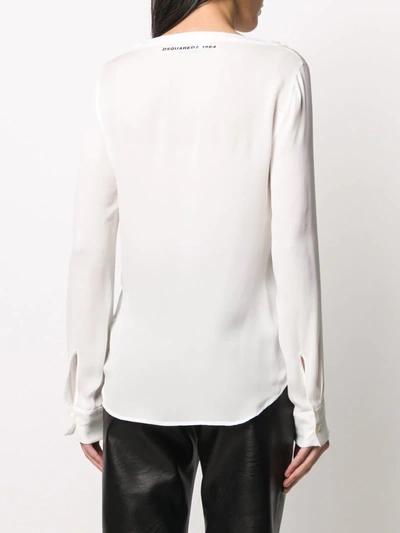 Shop Dsquared2 Long Sleeve Silk Blouse In White