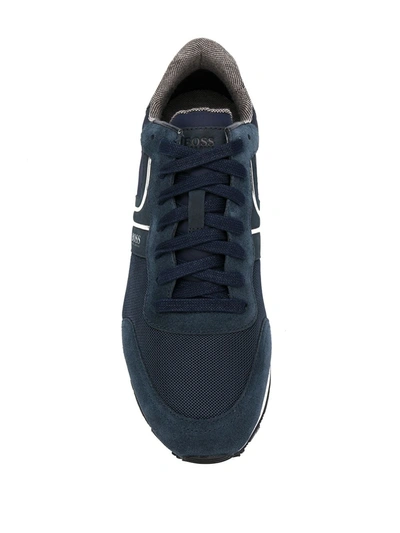 Shop Hugo Boss Panelled Low-top Sneakers In Blue