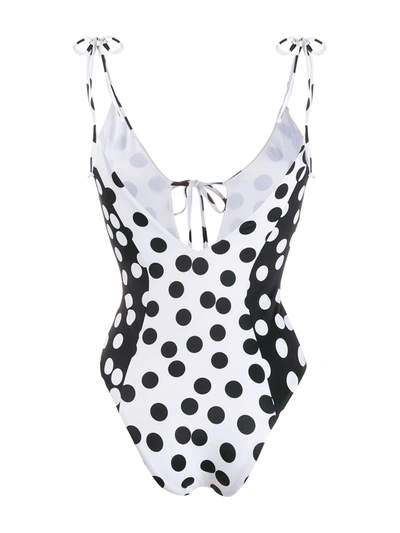 Shop Sian Swimwear Lucia Polka Dot Swimsuit In White
