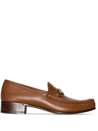 Shop Gucci Roos Horsebit Loafers In Brown