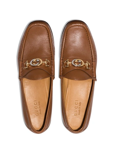 Shop Gucci Roos Horsebit Loafers In Brown