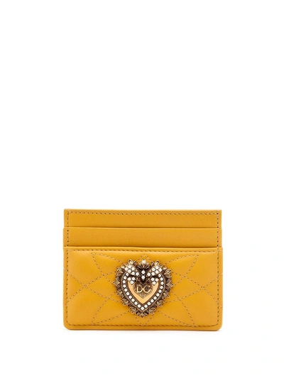 Shop Dolce & Gabbana Devotion Cardholder In Yellow