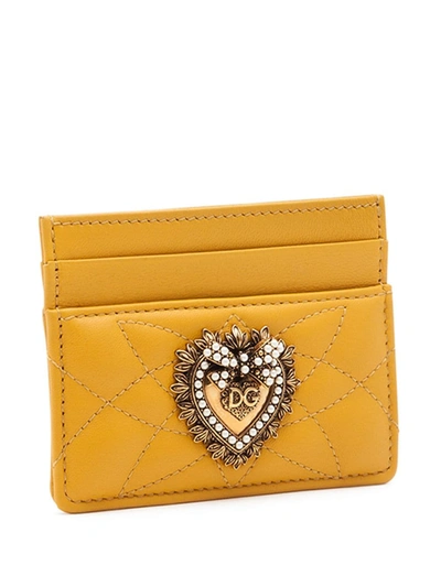 Shop Dolce & Gabbana Devotion Cardholder In Yellow