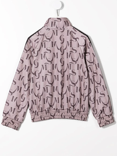 Shop Msgm Logo-print Track Jacket In Brown