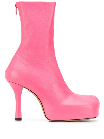 Shop Bottega Veneta Platform Leather Boots In Pink