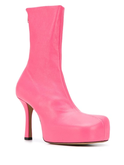 Shop Bottega Veneta Platform Leather Boots In Pink