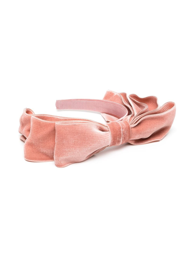 Shop Jennifer Behr Velvet Bow-embellished Hairband In Rosa