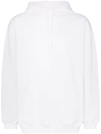 Shop Balenciaga Logo Print Oversized Hooded Jumper In White