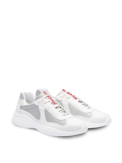 Shop Prada Mesh Panel Low-top Sneakers In White