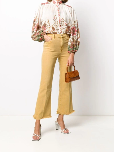 Shop J Brand Julia High-rise Flared Jeans In Yellow