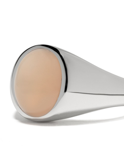 Shop Tom Wood Peach Moonstone Dome Ring In Silver