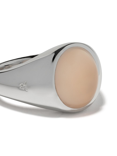 Shop Tom Wood Peach Moonstone Dome Ring In Silver