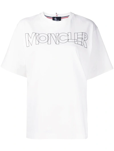 Shop Moncler Logo-print Crew-neck T-shirt In White