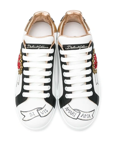 Shop Dolce & Gabbana Portofino Embroidered Sneakers In White