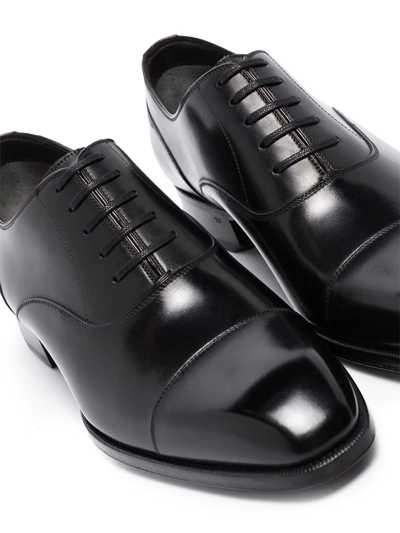 Shop Tom Ford Eklan Leather Derby Shoes In Black