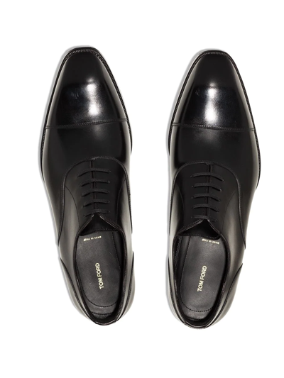 Shop Tom Ford Eklan Leather Derby Shoes In Black