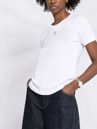 Dolce & Gabbana Crystal-embellished Cotton T-shirt In White