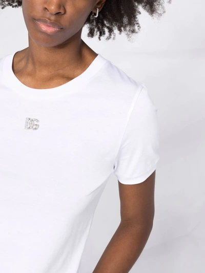 Dolce & Gabbana Crystal-embellished Cotton T-shirt In White