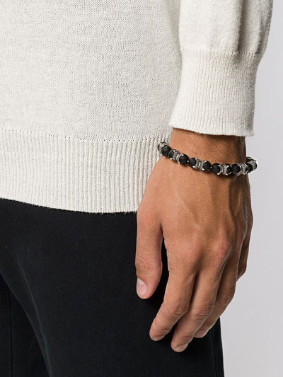 Emanuele Bicocchi Stone Beaded Bracelet In Black