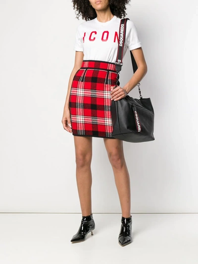Dsquared2 Checkered Pencil Skirt In Red