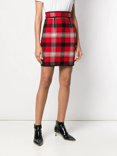 Dsquared2 Checkered Pencil Skirt In Red