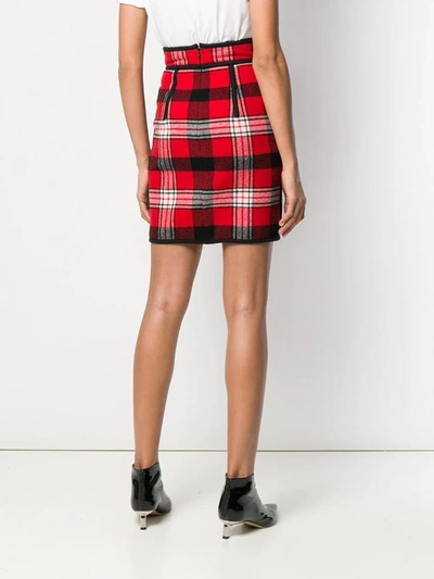 Dsquared2 Checkered Pencil Skirt In Red