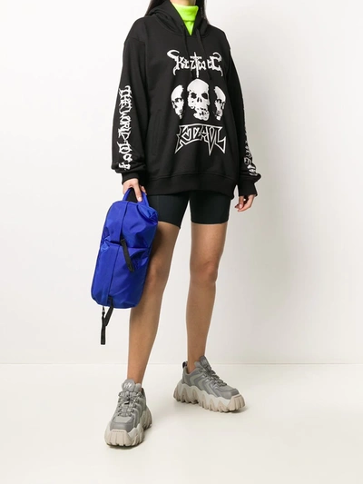 Shop Ktz Skull Print Hoodie In Black