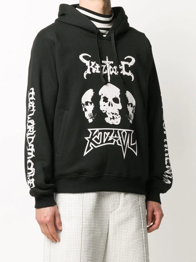 Shop Ktz Skull Print Hoodie In Black