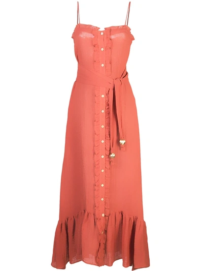 Shop Lisa Marie Fernandez Front Button Maxi Dress In Red