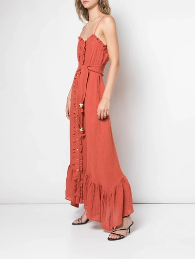 Shop Lisa Marie Fernandez Front Button Maxi Dress In Red